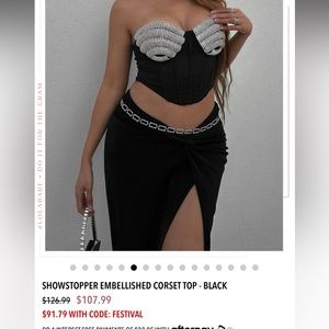 SHOWSTOPPER EMBELLISHED CORSET TOP - BLACK